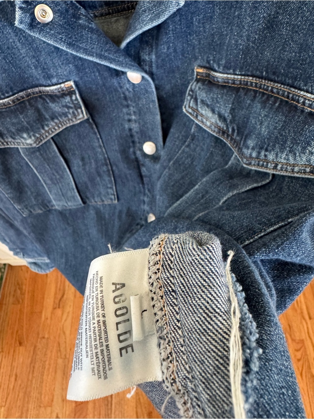 Agolde Dark Blue Cropped Denim shirt - Picture 4 of 8